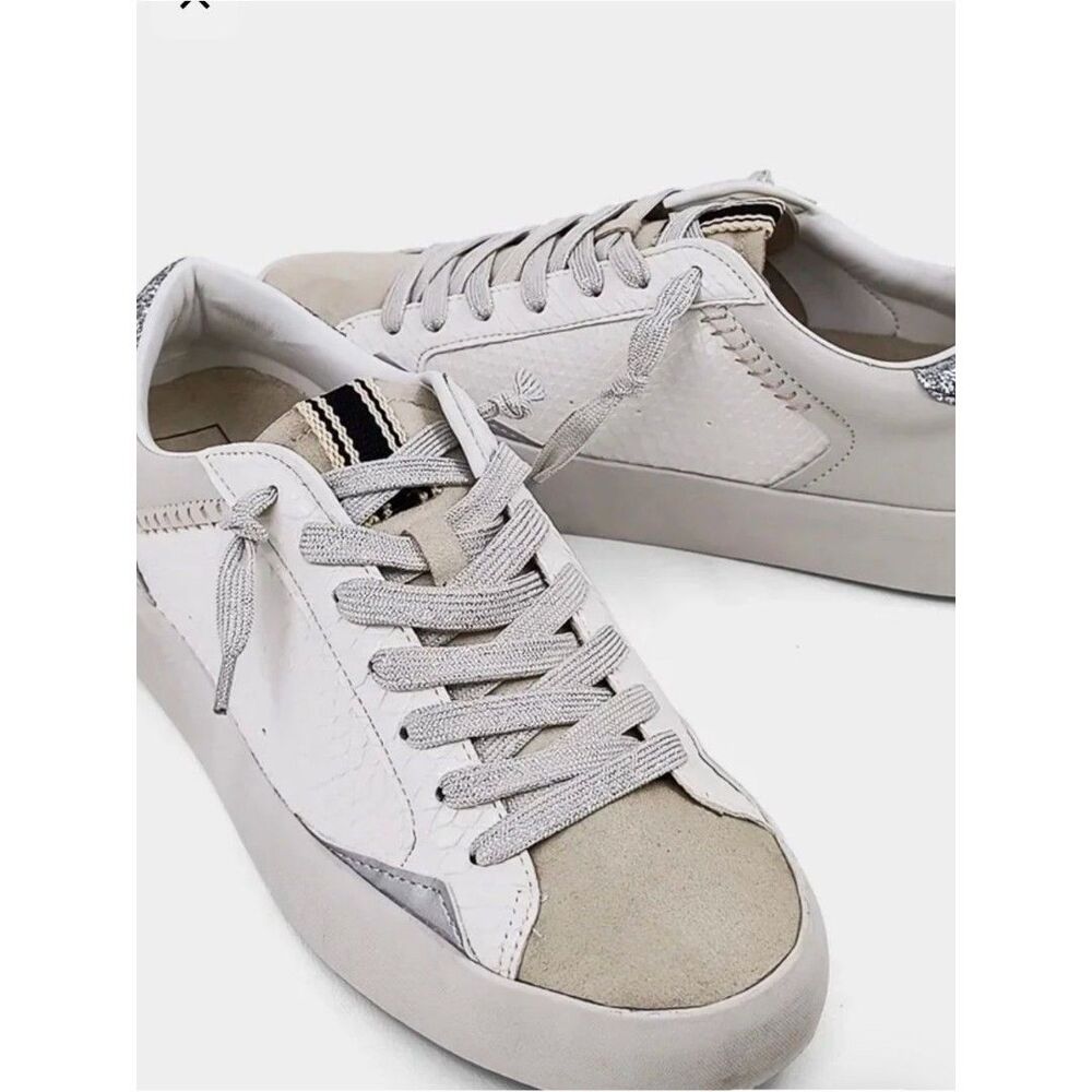 Shushop Ruby Sneakers in Ivory, Beige, and Silver